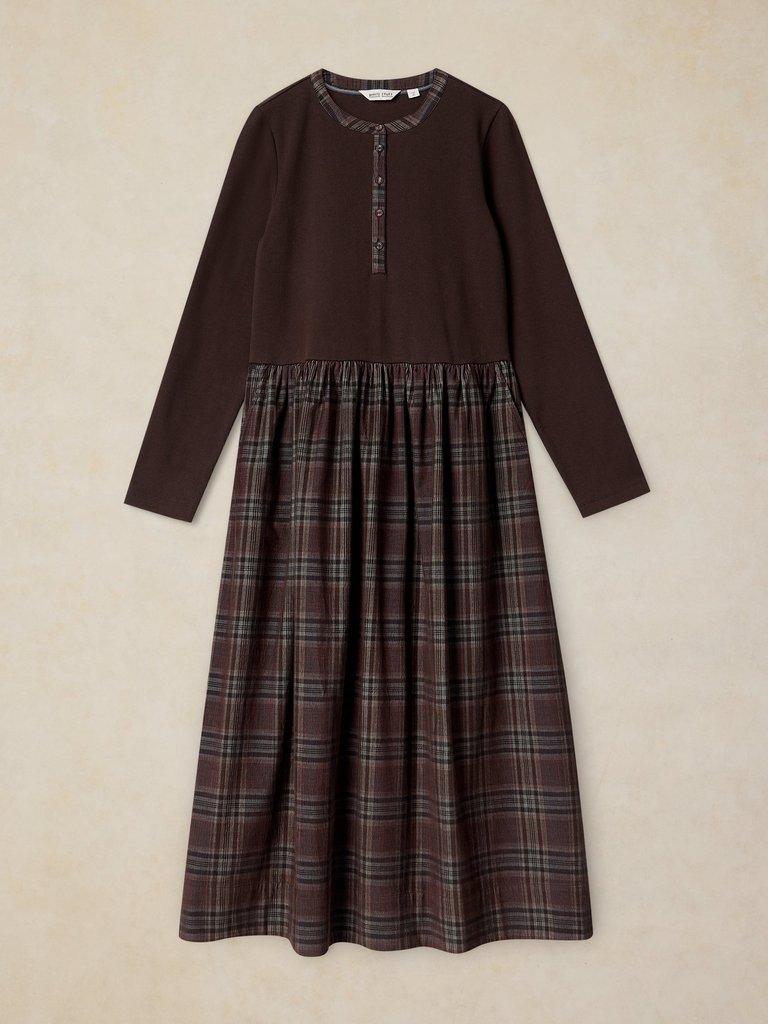 DAKOTA JERSEY MIX DRESS in BROWN MLT - FLAT FRONT