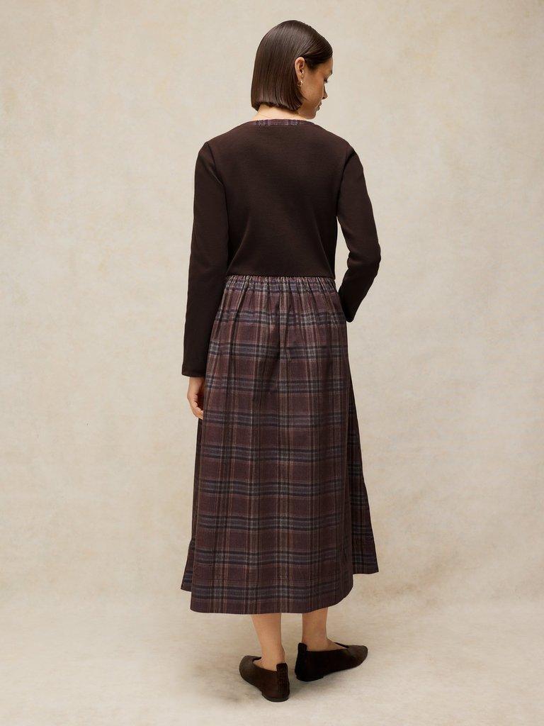 DAKOTA JERSEY MIX DRESS in BROWN MLT - MODEL BACK