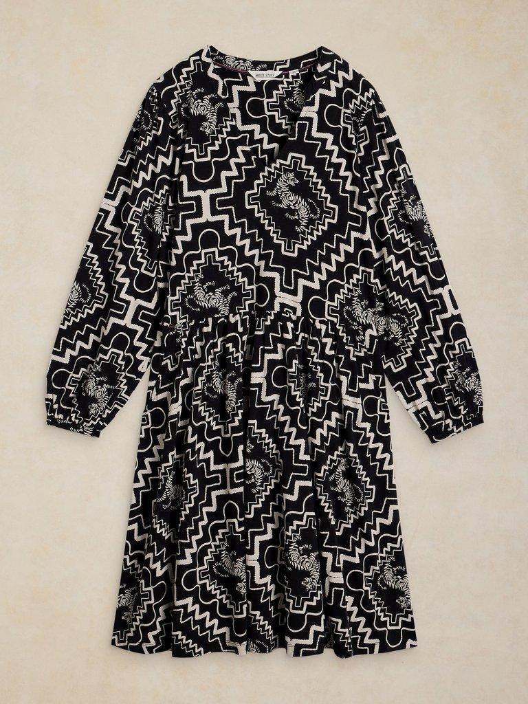 LOLA JERSEY DRESS in BLK PR - FLAT FRONT