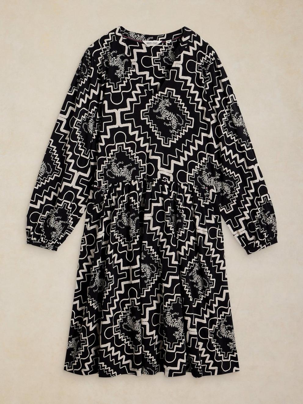 LOLA JERSEY DRESS in BLK PR - FLAT FRONT
