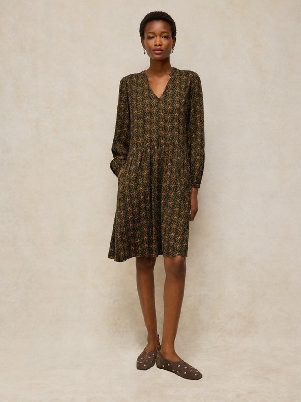 LOLA JERSEY DRESS in GREEN MLT - LIFESTYLE