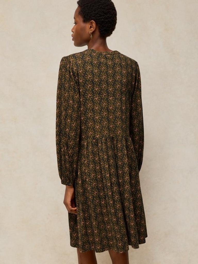 LOLA JERSEY DRESS in GREEN MLT - MODEL BACK