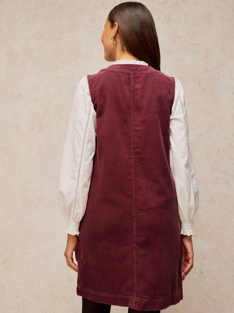 MILLIE CORD SHIFT DRESS in DUS PINK - MODEL BACK