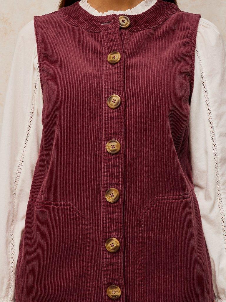 MILLIE CORD SHIFT DRESS in DUS PINK - MODEL DETAIL