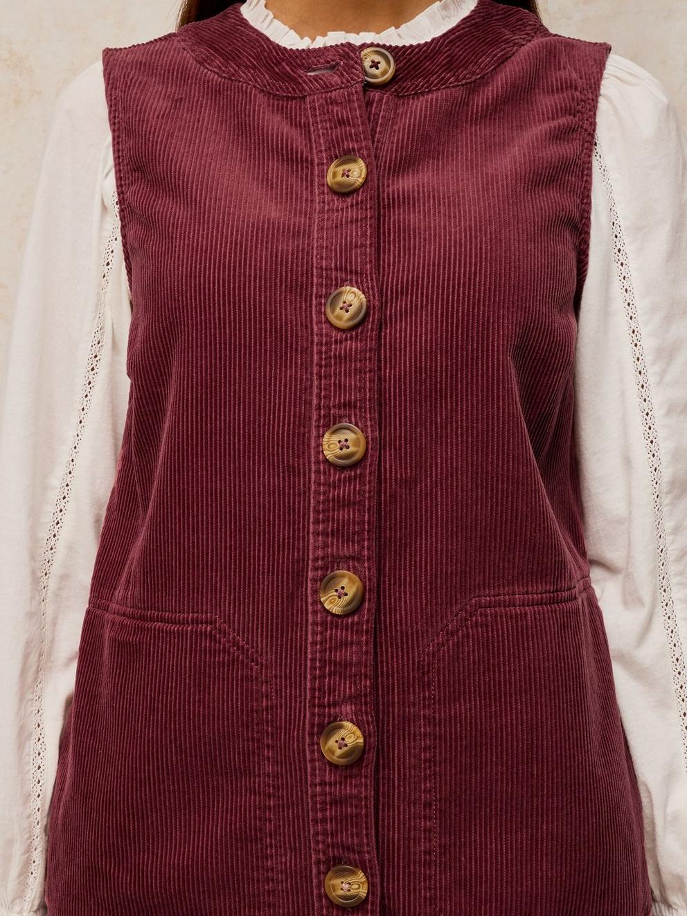 MILLIE CORD SHIFT DRESS in DUS PINK - MODEL DETAIL