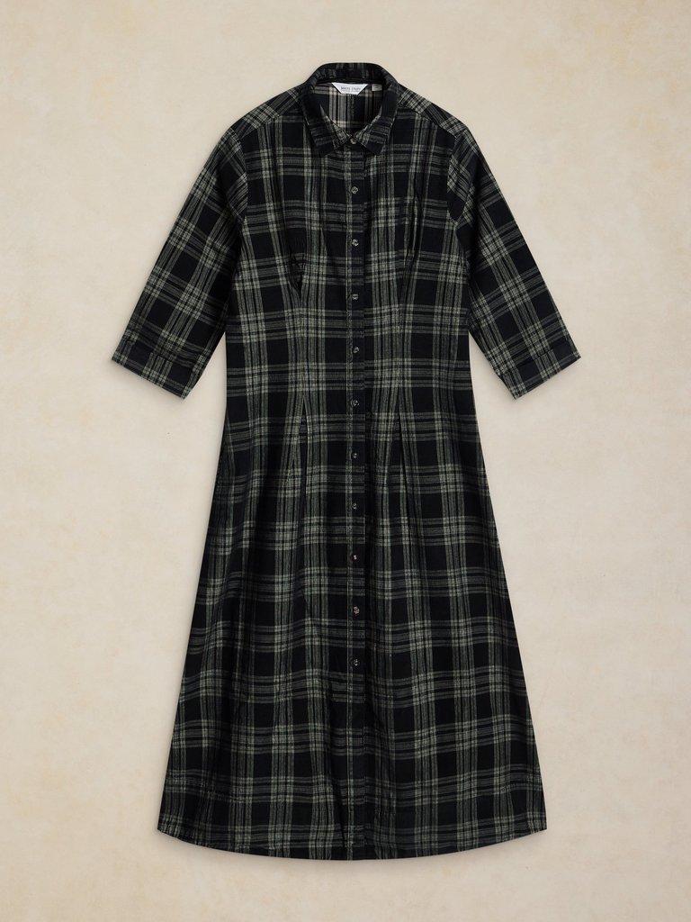 ELLIE CORD PLEATED DRESS in BLK MLT - FLAT FRONT
