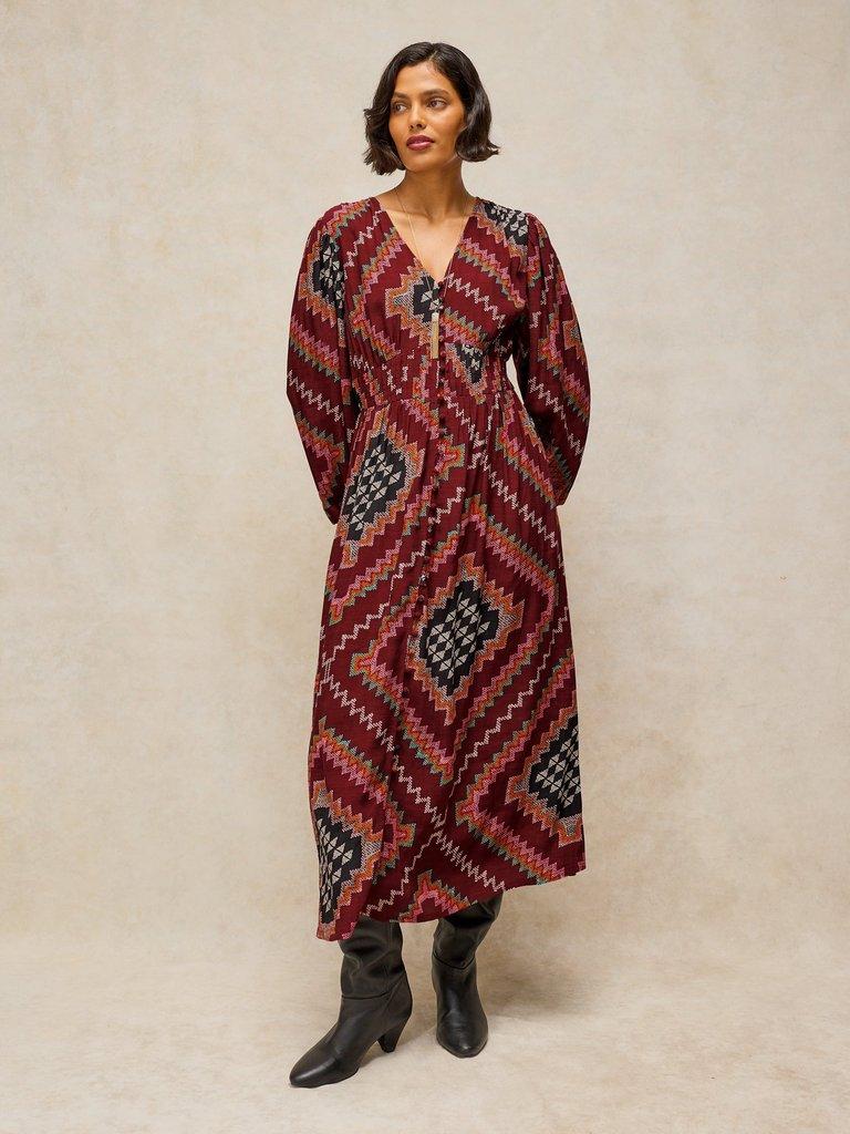 LEELA MIDI DRESS in PLUM MLT - LIFESTYLE
