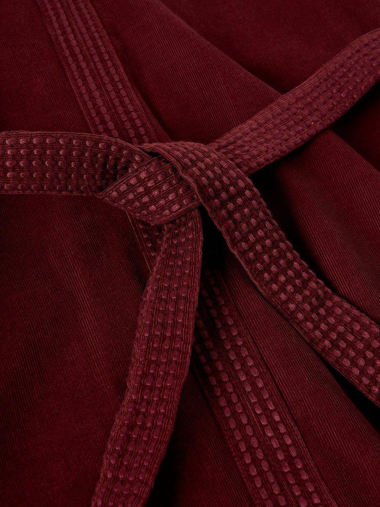 ANNIKA EMBROIDERED CORD DRESS in DK RED - FLAT DETAIL