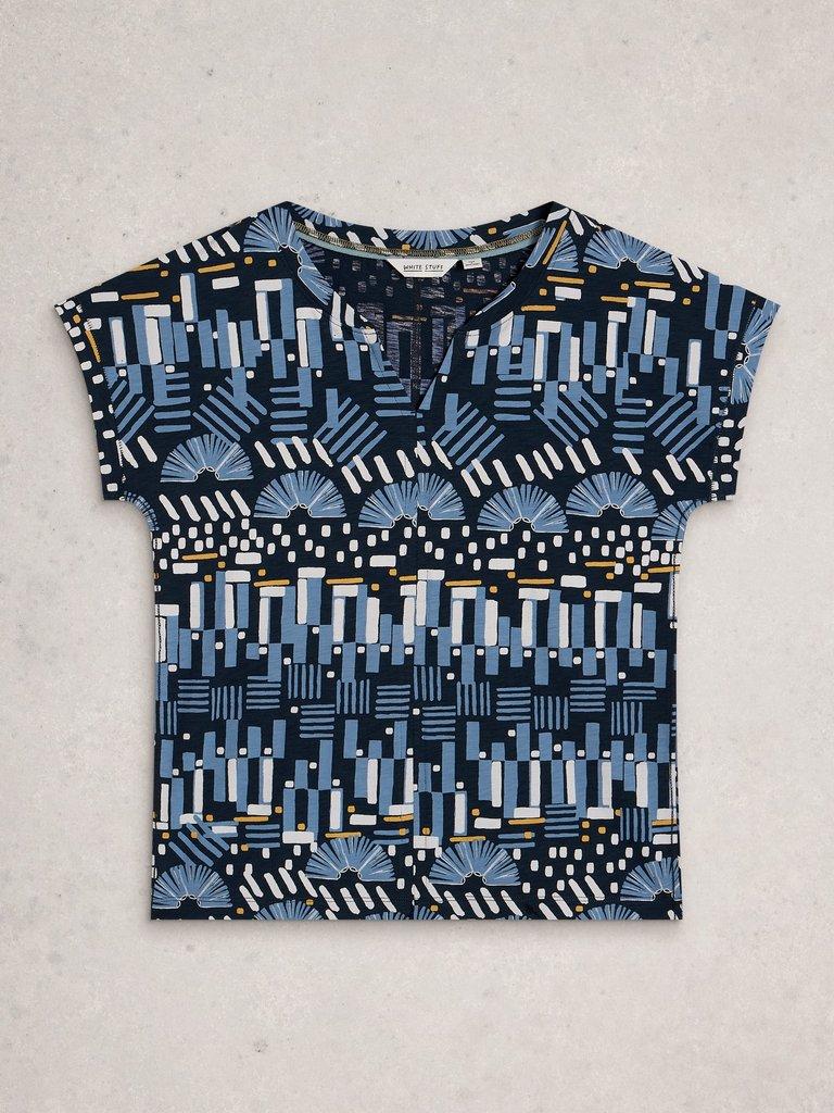 NELLY NOTCH NECK TEE in BLUE PR - FLAT FRONT