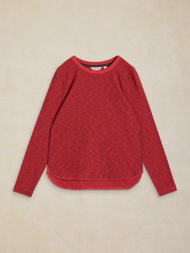 CLARA LS TEXTURE TEE in PINK MLT - FLAT FRONT