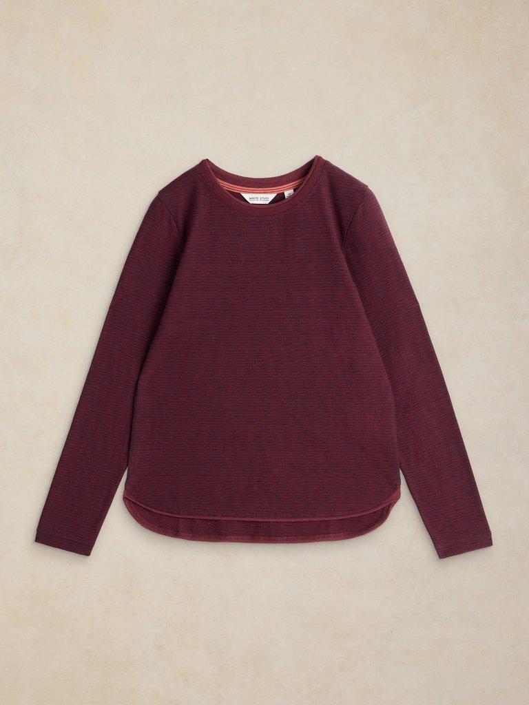 CLARA LS TEXTURE TEE in PLUM MLT - FLAT FRONT