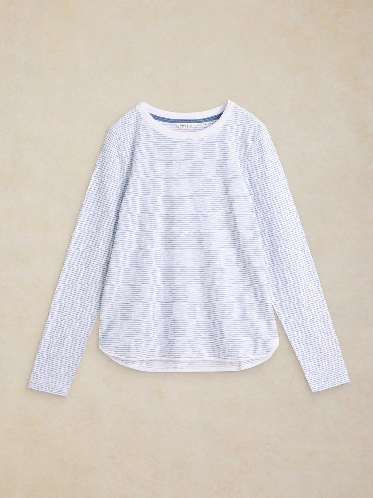CLARA LS TEXTURE TEE in WHITE MLT - FLAT FRONT
