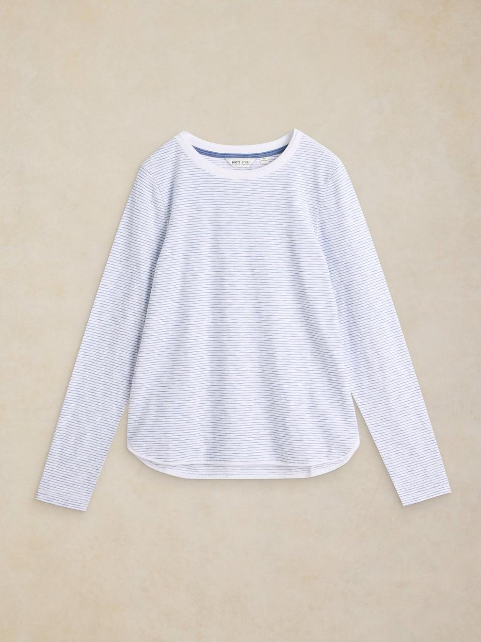 CLARA LS TEXTURE TEE in WHITE MLT - FLAT FRONT