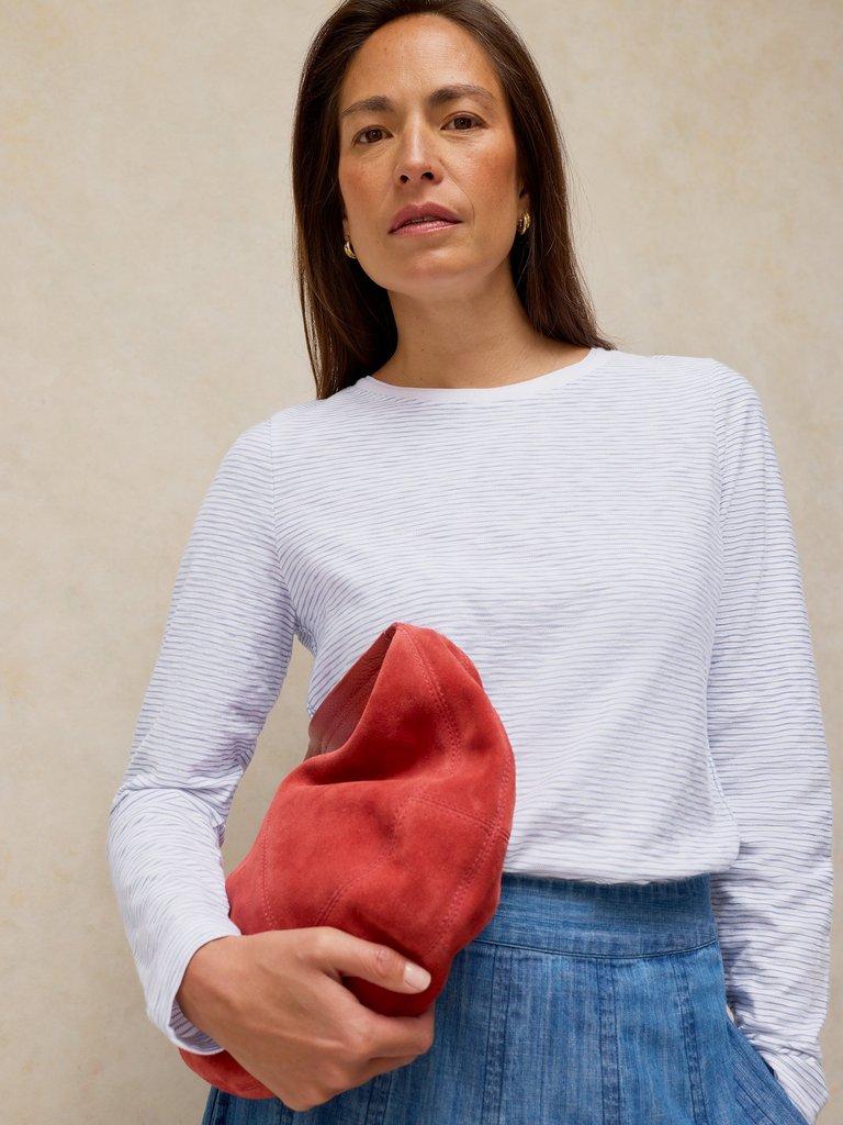 CLARA LS TEXTURE TEE in WHITE MLT - LIFESTYLE