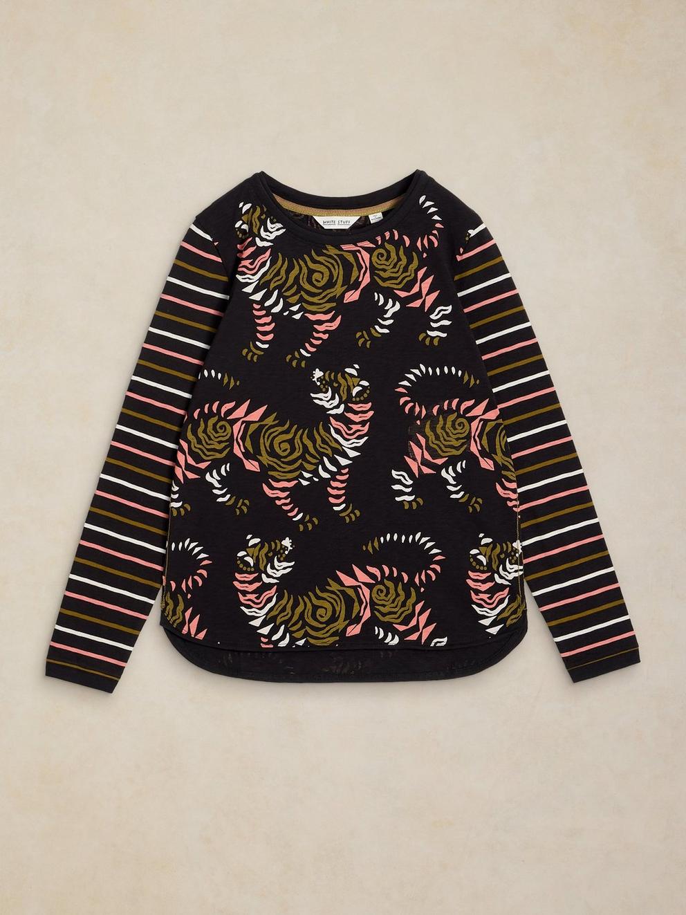 CLARA LS TEE in BLK PR - FLAT FRONT