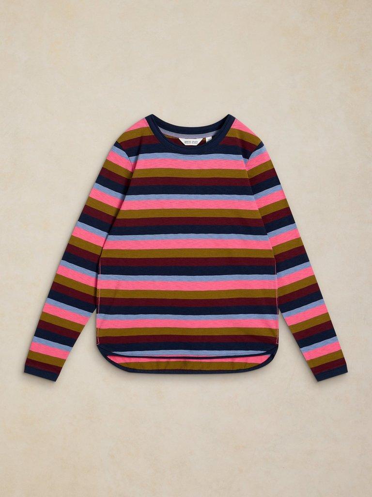 CLARA STRIPE LS TEE in PINK MLT - FLAT FRONT