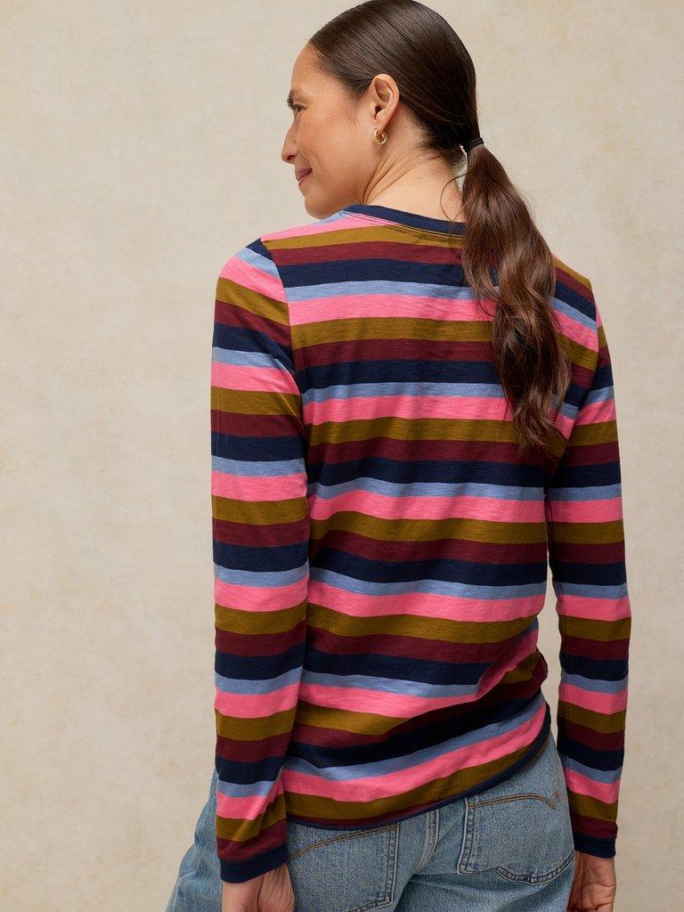 CLARA STRIPE LS TEE in PINK MLT - MODEL BACK