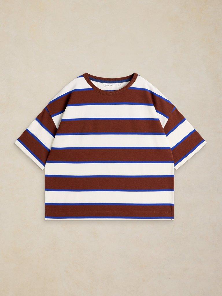 KAT STRIPE MIDWEIGHT TEE in BROWN MLT - FLAT FRONT