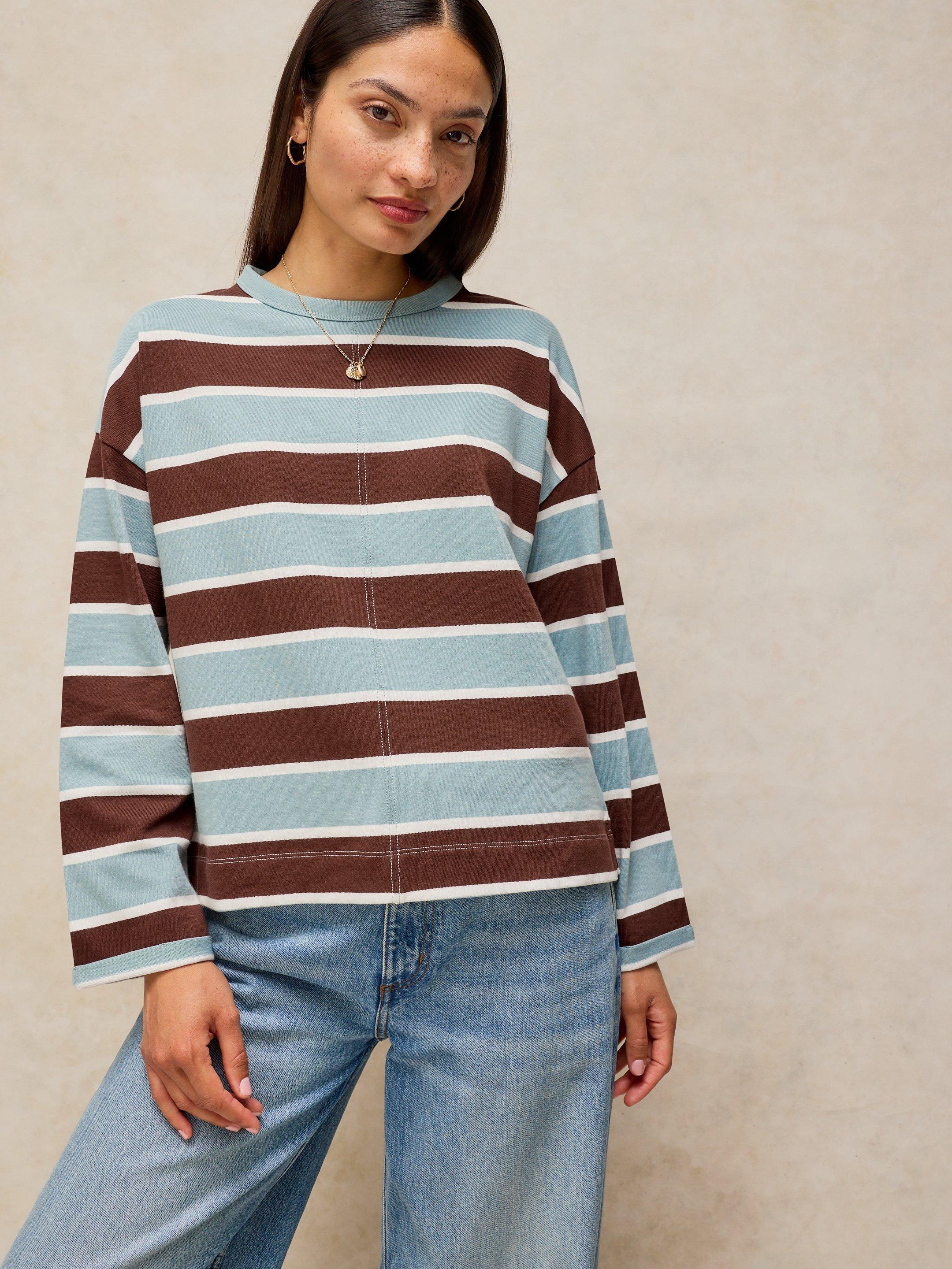 KIM STRIPE LS TEE in BLUE MULTI | White Stuff