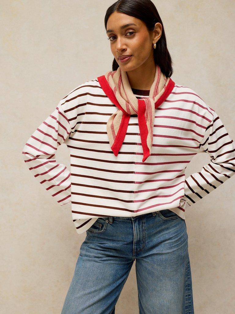 KIM STRIPE LS TEE in IVORY MULTI | White Stuff