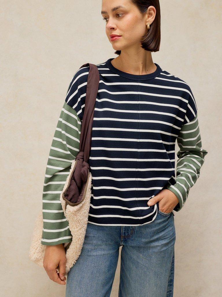 KIM STRIPE LS TEE in NAVY MULTI | White Stuff