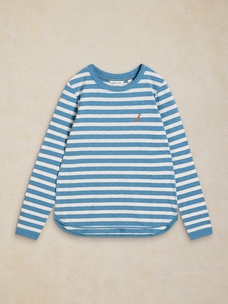 CLARA STRIPE EMBROIDERED TEE in IVORY MLT - FLAT FRONT