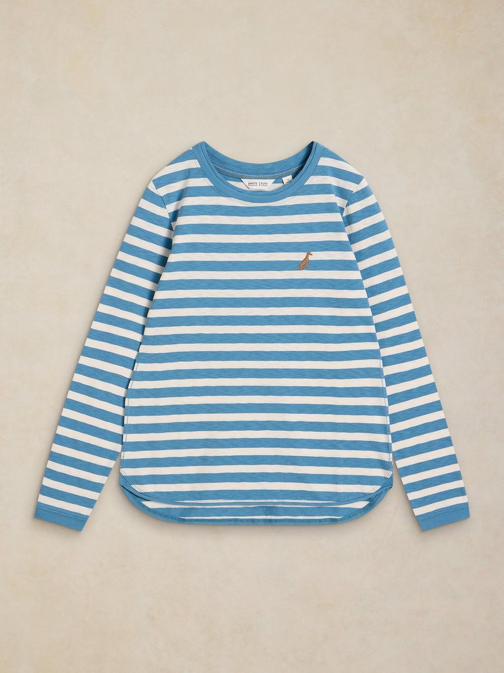 CLARA STRIPE EMBROIDERED TEE in IVORY MLT - FLAT FRONT