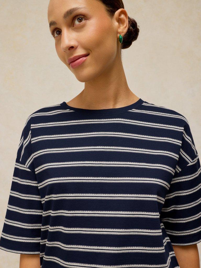 KATYA STRIPE TEE in NAVY MULTI - LIFESTYLE