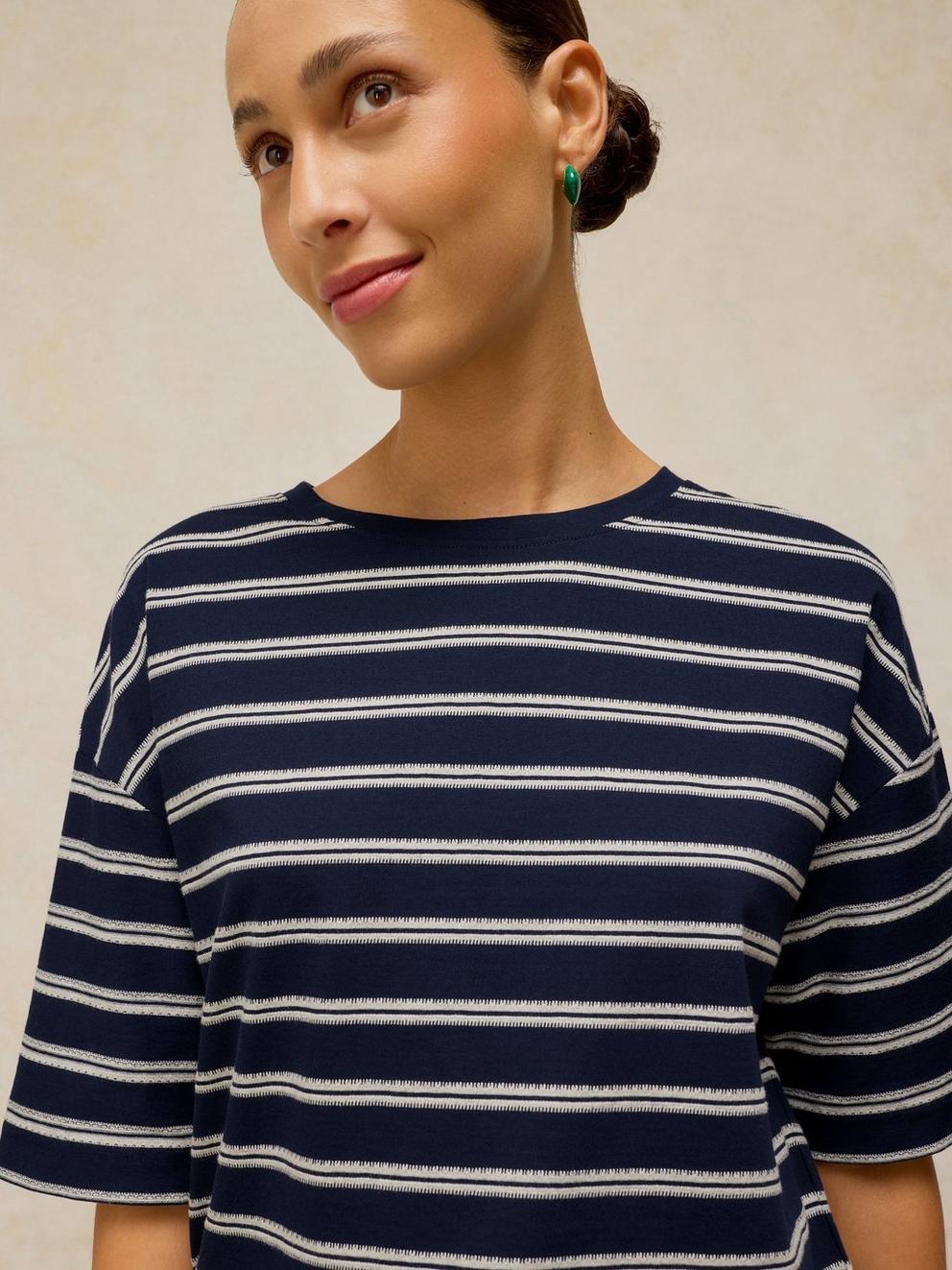 KATYA STRIPE TEE in NAVY MULTI - LIFESTYLE