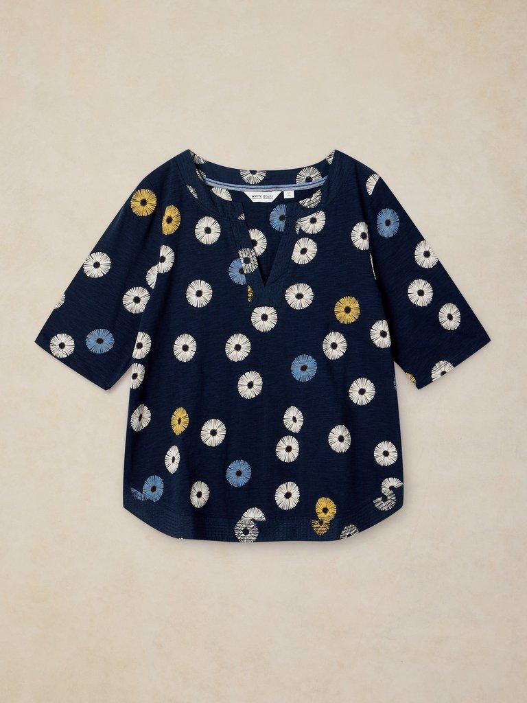 WEAVER NOTCH NECK TEE in NAVY PR - FLAT FRONT