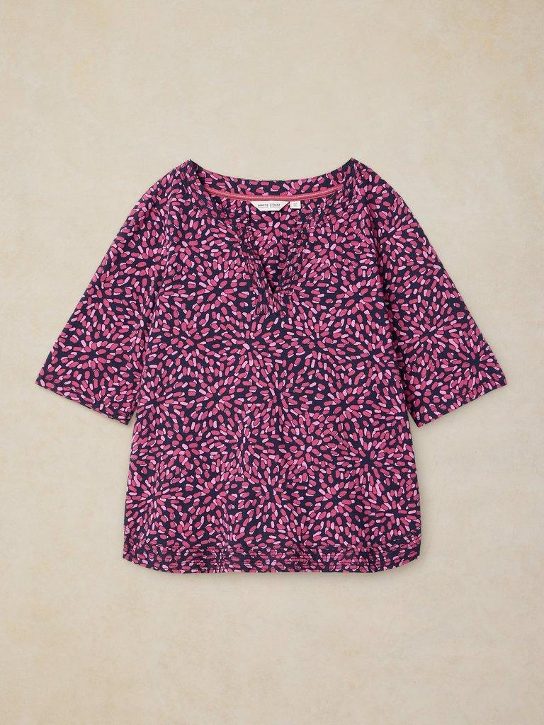 WEAVER NOTCH NECK TEE in PINK PR - FLAT FRONT