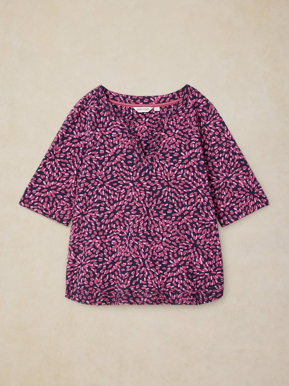 WEAVER NOTCH NECK TEE in PINK PR - FLAT FRONT