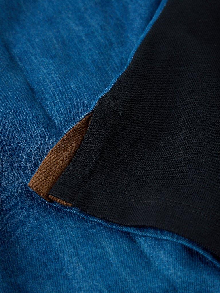 DENIM MIX RUGBY TOP in DARK NAVY - FLAT DETAIL
