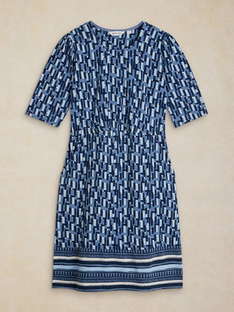 OLIVIA JERSEY DRESS in BLUE MLT - FLAT FRONT