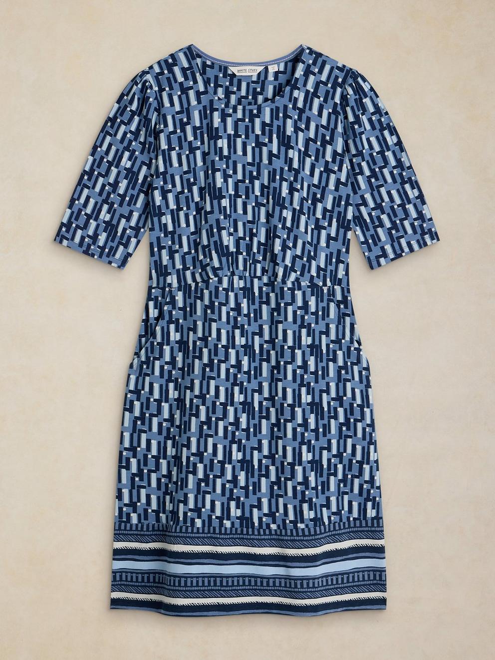 OLIVIA JERSEY DRESS in BLUE MLT - FLAT FRONT
