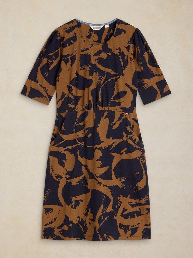 OLIVIA JERSEY DRESS in NAVY PR - FLAT FRONT