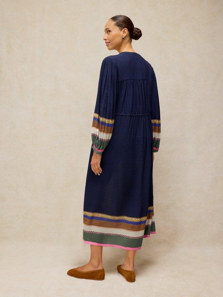 Lana Midi Dress in NAVY PR - MODEL BACK