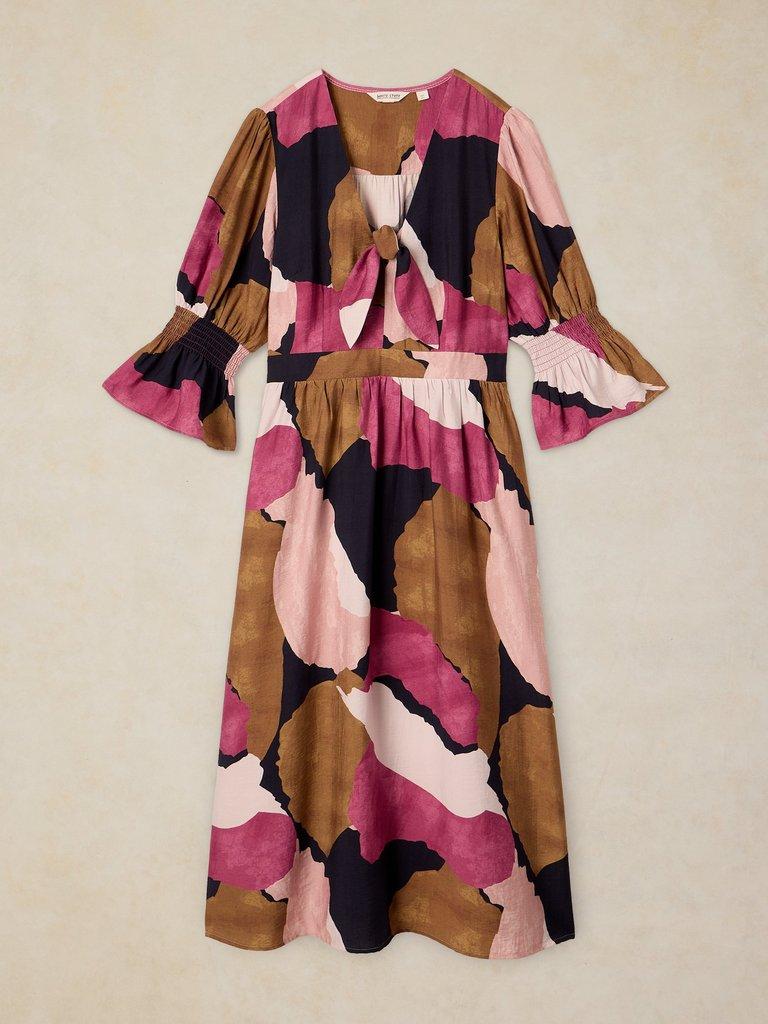 MAISIE KNOT DRESS in PINK MLT - FLAT FRONT