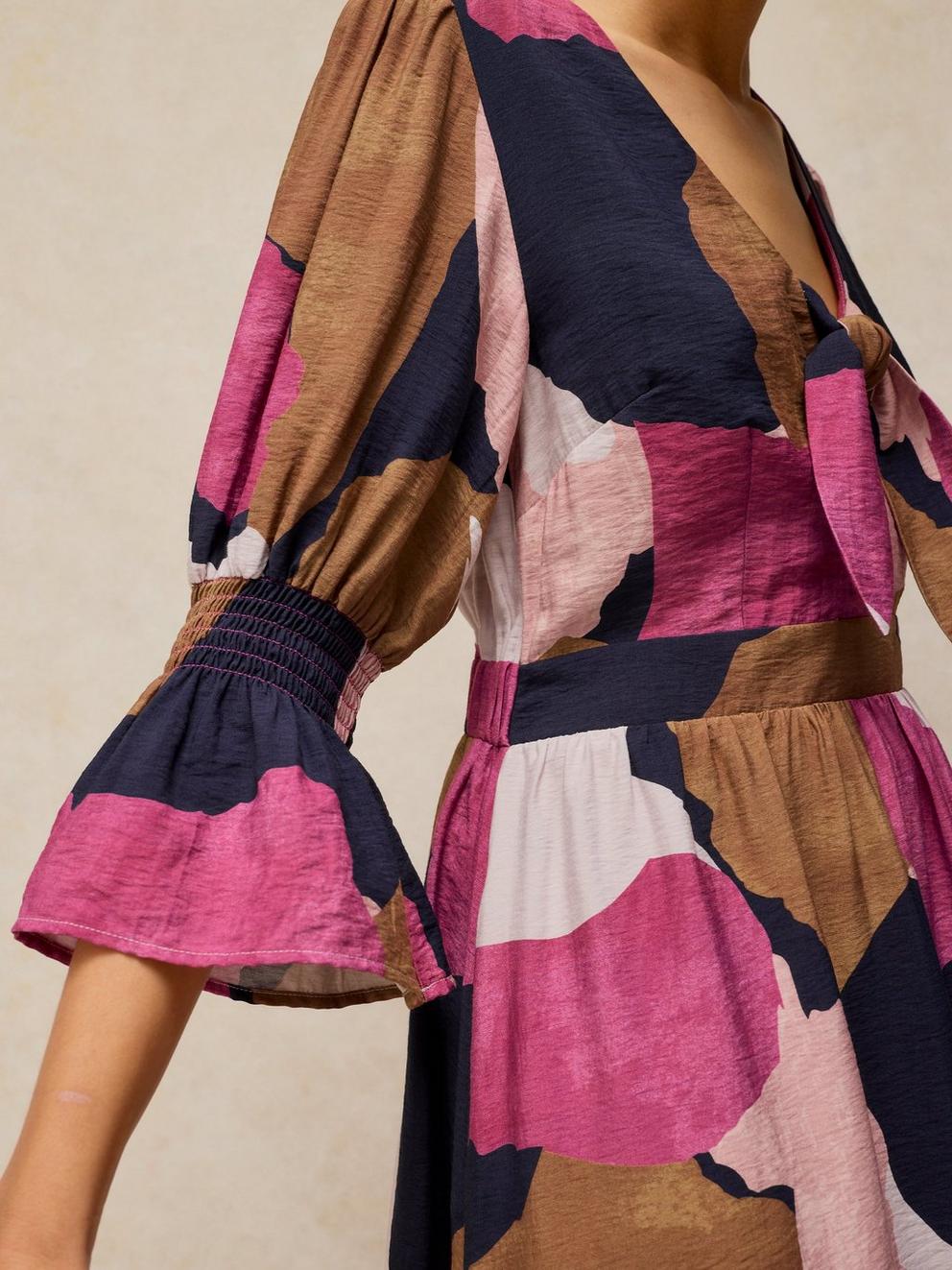MAISIE KNOT DRESS in PINK MLT - MODEL DETAIL