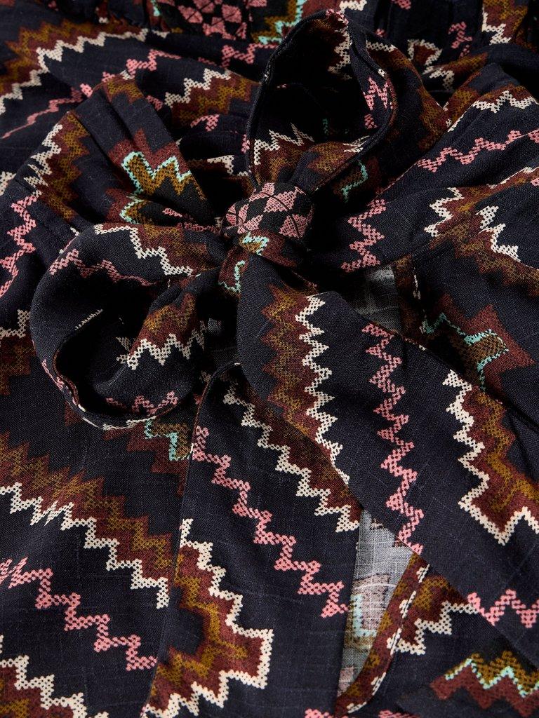 KALIA SHORT DRESS in NAVY MULTI - FLAT DETAIL