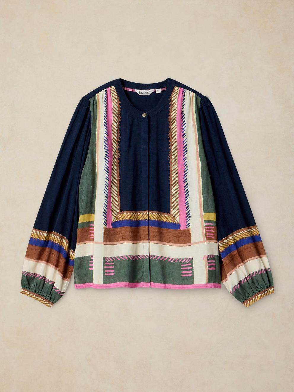 LANA PRINT TOP in NAVY PR - FLAT FRONT