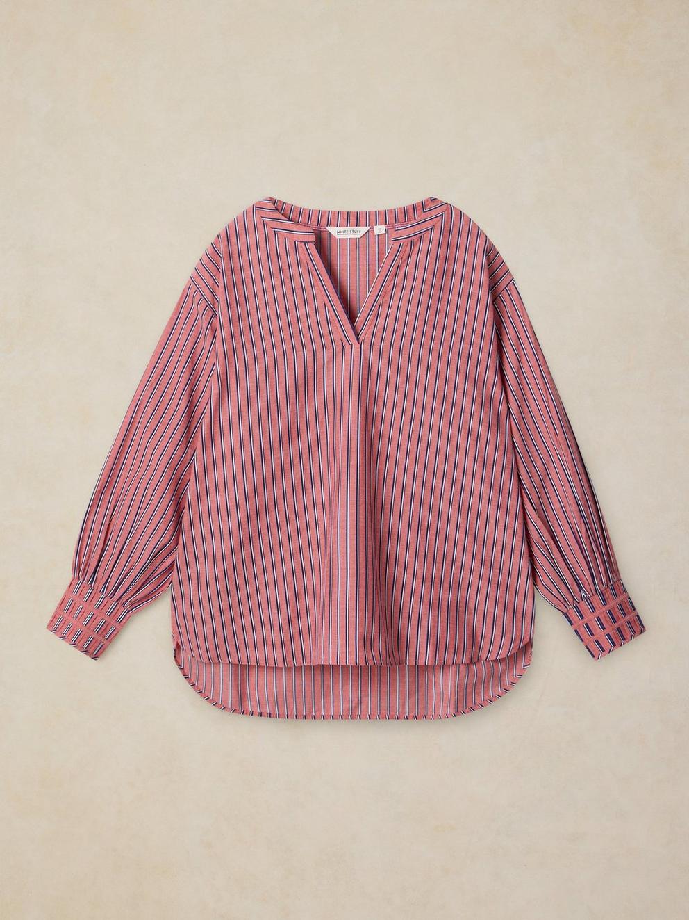RAYA POP OVER SHIRT in PINK MLT - FLAT FRONT