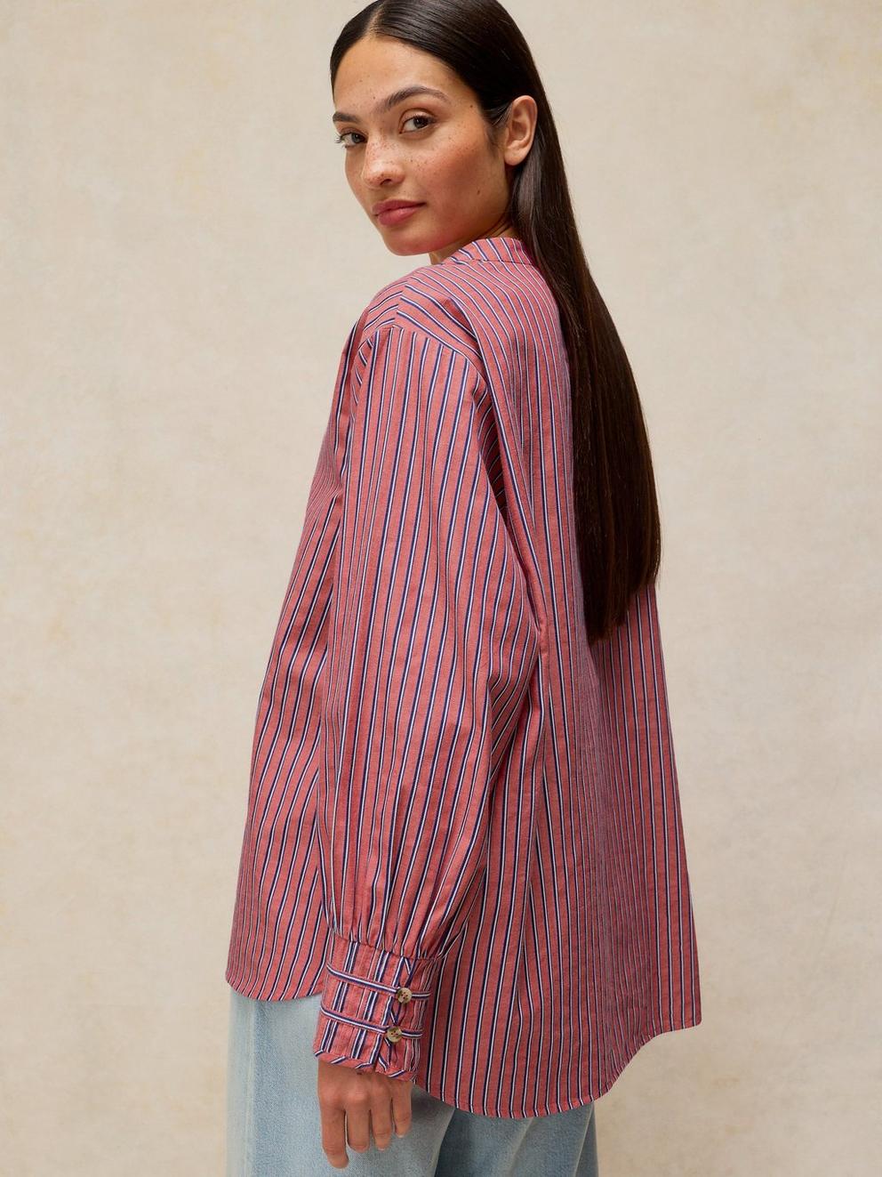 RAYA POP OVER SHIRT in PINK MLT - MODEL BACK