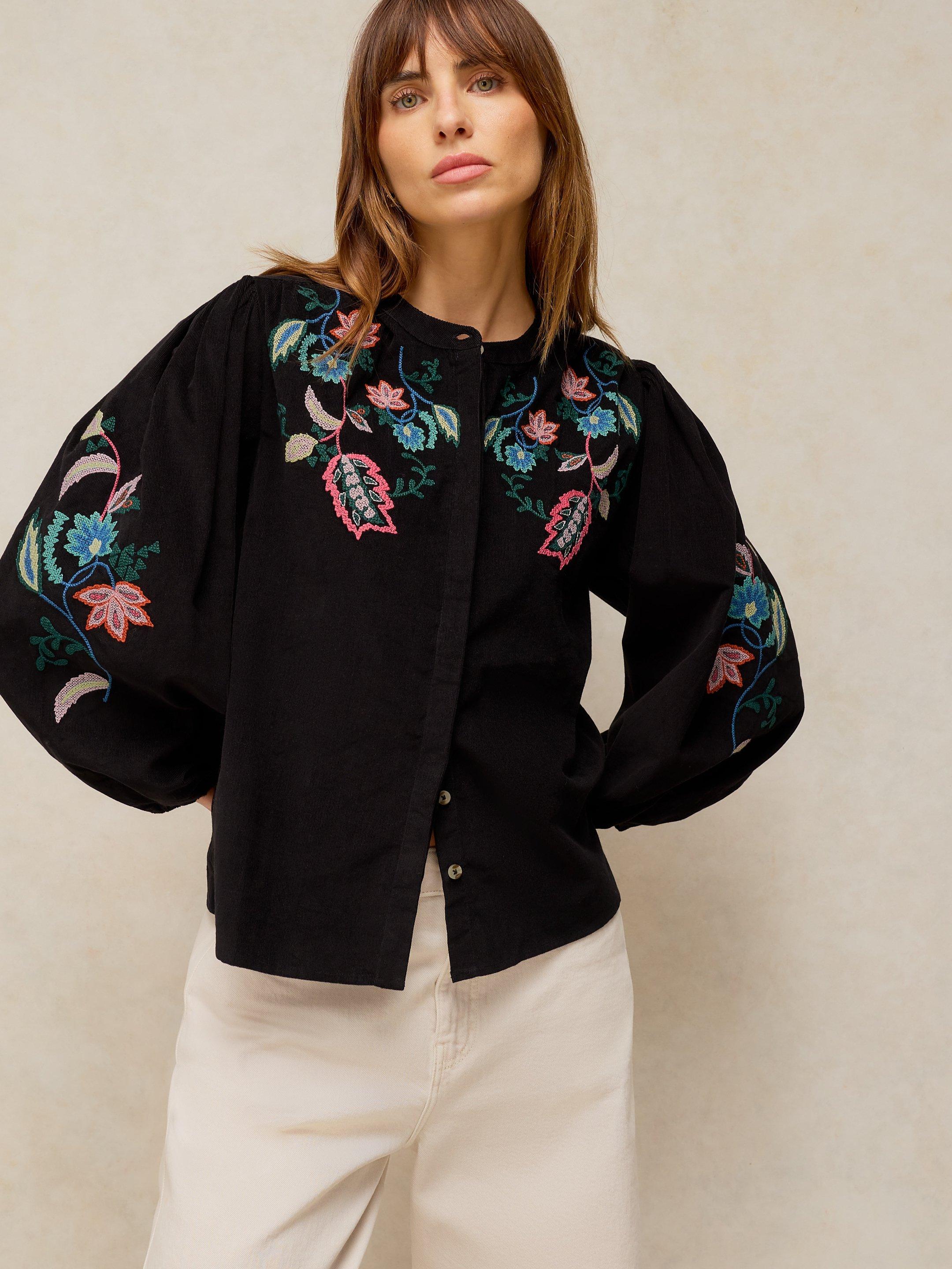 WREN EMBROIDERED CORD TOP