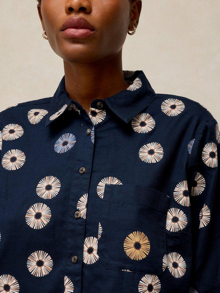 LIBBY ORGANIC COTTON SHIRT in NAVY PRINT | White Stuff