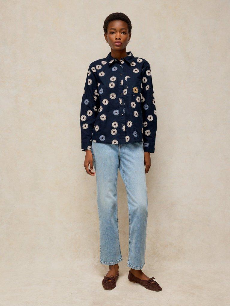 LIBBY ORGANIC COTTON SHIRT in NAVY PRINT | White Stuff