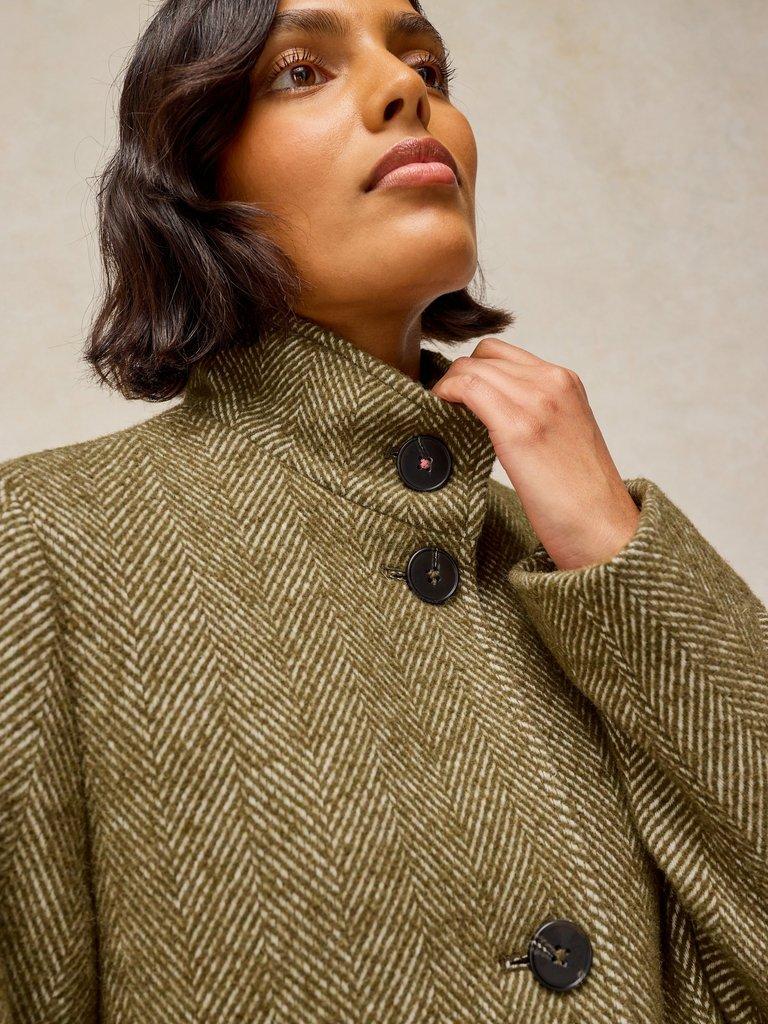 KAIA TWEEDY COAT in GREEN MULTI | White Stuff