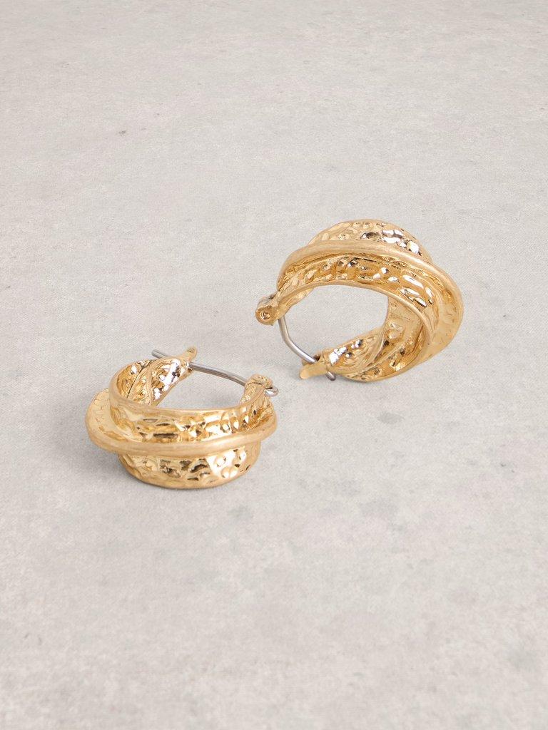 Susie Hammered Huggie Earring in GLD TN MET - FLAT DETAIL