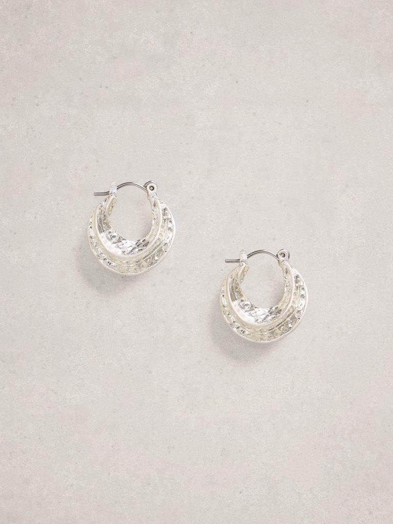 Susie Hammered Huggie Earring in SLV TN MET - FLAT FRONT