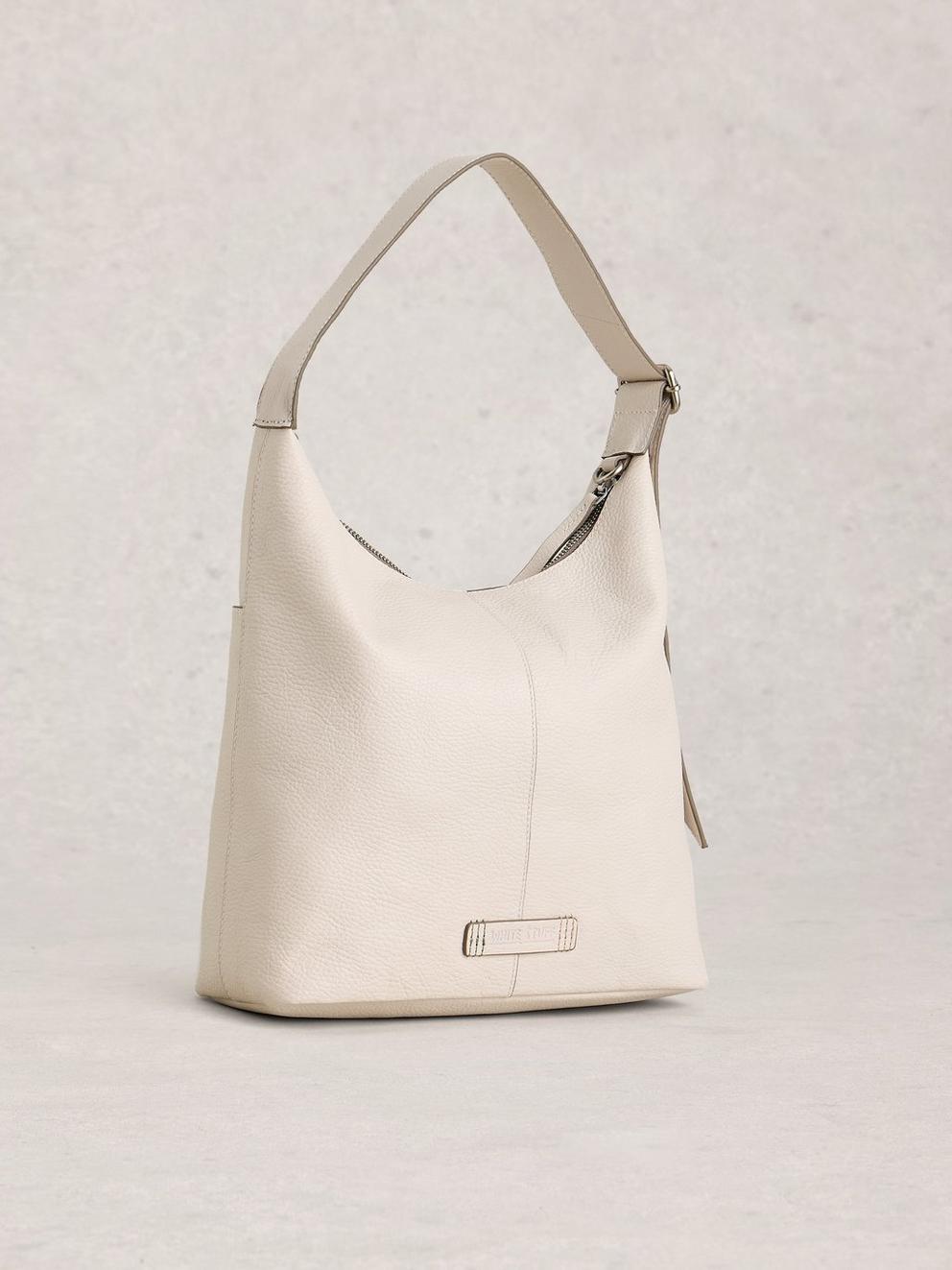 Sophia Zip Leather Crossbody in PALE IVORY - FLAT BACK